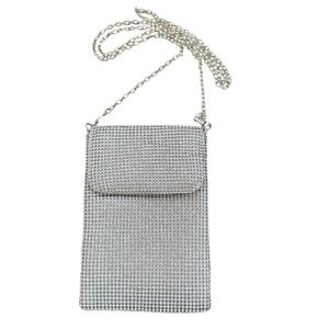 Silver Crossbody Glitter Rhinestone Cell Phone Bag NWT